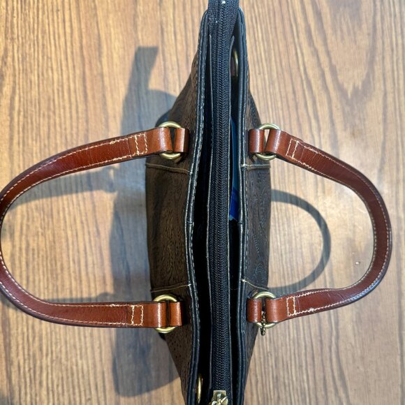 Fossil Black Embossed Leather Satchel - Picture 9 of 14